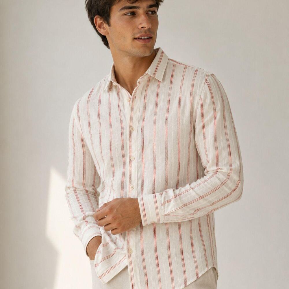 Zara cream red textured